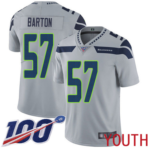 Seattle Seahawks Limited Grey Youth Cody Barton Alternate Jersey NFL Football #57 100th Season Vapor Untouchable->youth nfl jersey->Youth Jersey